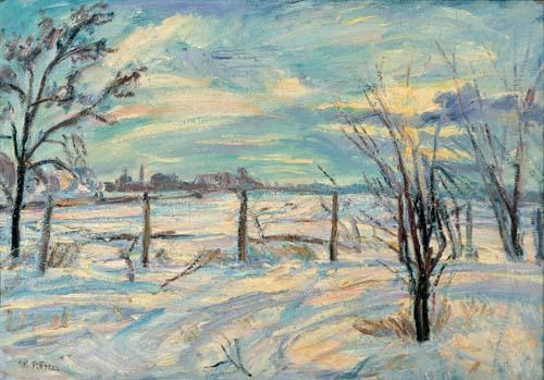 Waldemar Rosler Landscape in lights fields in the winter oil painting picture